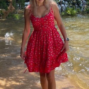 B.O.G Collection Red Floral Mini Dress Small